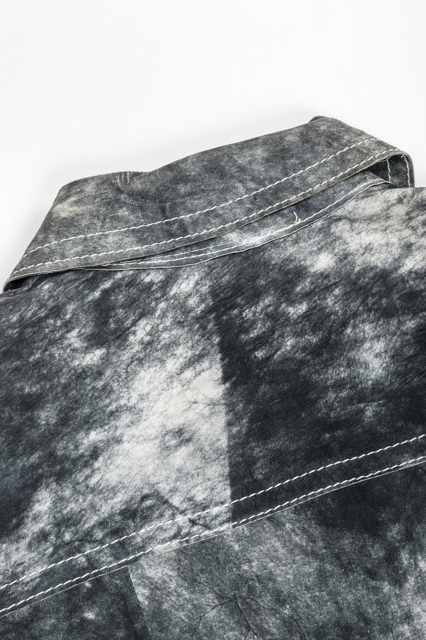 Recess Los Angeles Vintage Miura Ultimo Tie-Dye Suede Jacket Pants Set Metal Snap Buttons Grey