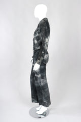 Recess Los Angeles Vintage Miura Ultimo Tie-Dye Suede Jacket Pants Set Metal Snap Buttons Grey