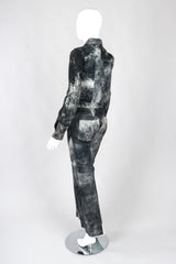 Recess Los Angeles Vintage Miura Ultimo Tie-Dye Suede Jacket Pants Set Metal Snap Buttons Grey
