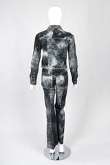 Recess Los Angeles Vintage Miura Ultimo Tie-Dye Suede Jacket Pants Set Metal Snap Buttons Grey