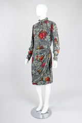 Recess Los Angeles Vintage Emanuel Ungaro Parallèle Draped Floral Lace Print Dress
