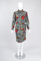 Recess Los Angeles Vintage Emanuel Ungaro Parallèle Draped Floral Lace Print Dress