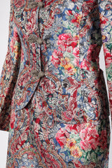 Recess Los Angeles Vintage Emanuel Ungaro Parallèle Metallic Floral Brocade Mandarin Jacket & Skirt Set