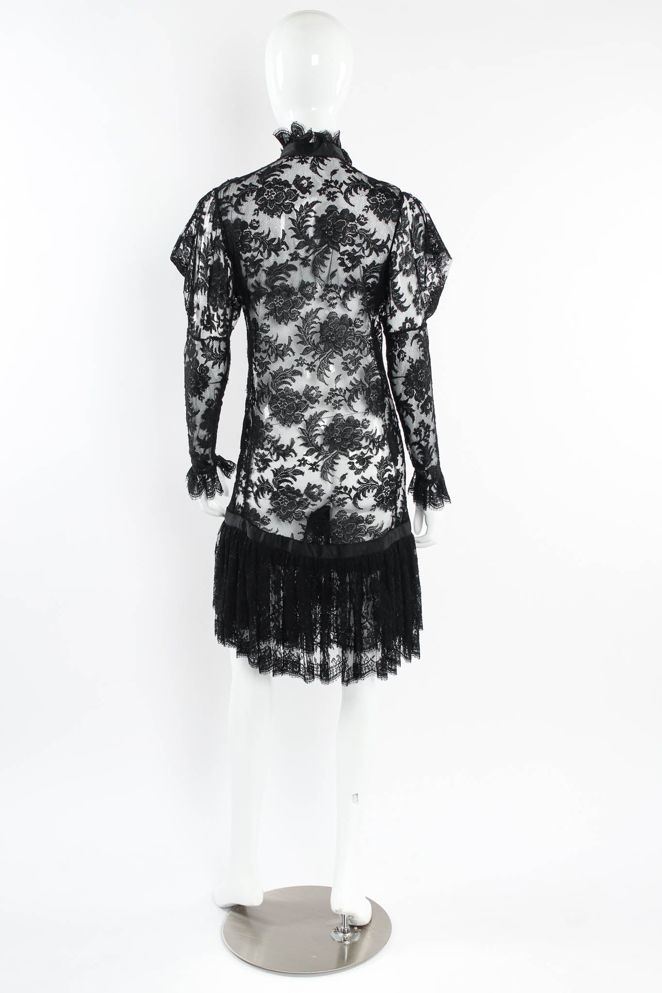 Vintage Emanuel Ungaro Sheer Floral Lace Dress mannequin back lace dress @ Recess Los Angeles