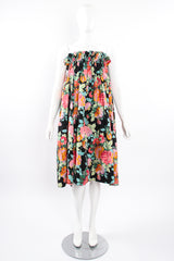 Vintage Emanuel Ungaro Floral Sateen Paper Bag Waist Skirt on Mannequin dress at Recess LA