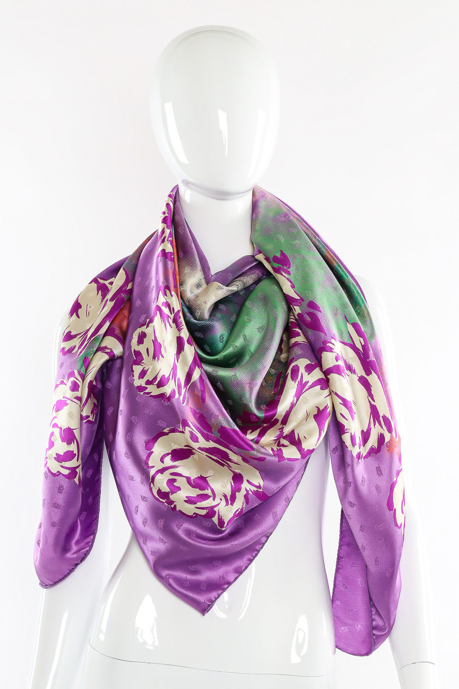 Silk crepe de chine scarf by Emanuel Ungaro Photo on Mannequin. @recessla