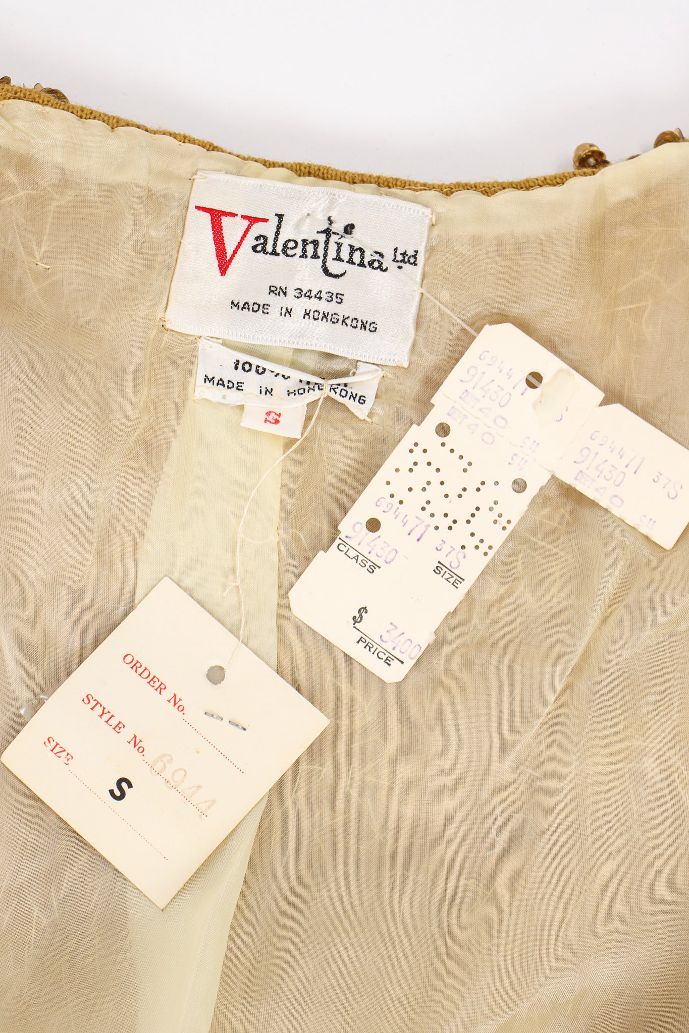 Vintage Valentina Sequined Blossom Burst Vest label and tags at Recess Los Angeles