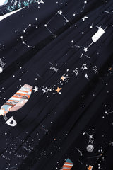 Recess Los Angeles Vintage Valentino Cosmic Astrological Pleated Cocktail Dress