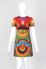 Recess Los Angeles Vintage Valentino Volcano Print Enchanted Wonderland Mini Dress Wool Silk