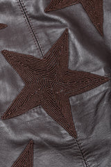 Recess Los Angeles Vintage Valentino Leather Embroidered Star Midi Pencil Skirt