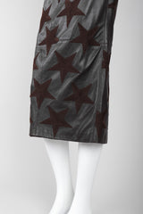 Recess Los Angeles Vintage Valentino Leather Embroidered Star Midi Pencil Skirt