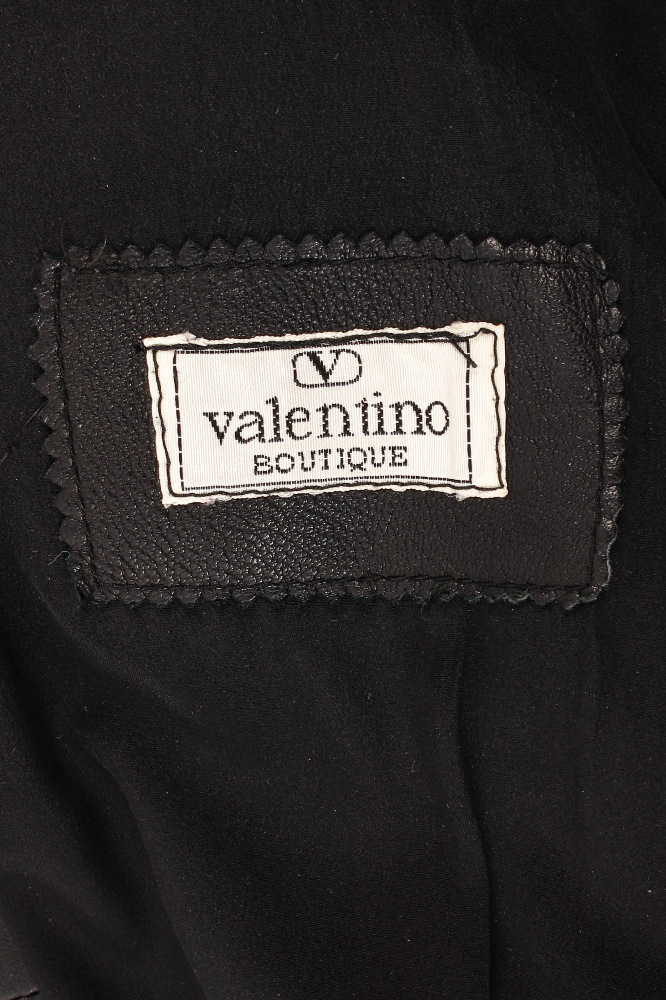 Vintage Valentino 1985 A/W Leather Fleur Beaded Top & Skirt Set tag @ Recess LA