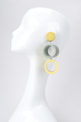 Recess Los Angeles Vintage Vera Neumann Lucite Colorblock Cylinder Tube Drop Earrings