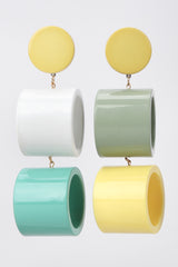Recess Los Angeles Vintage Vera Neumann Lucite Colorblock Cylinder Tube Drop Earrings
