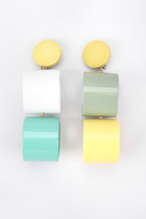 Recess Los Angeles Vintage Vera Neumann Lucite Colorblock Cylinder Tube Drop Earrings