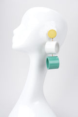 Recess Los Angeles Vintage Vera Neumann Lucite Colorblock Cylinder Tube Drop Earrings