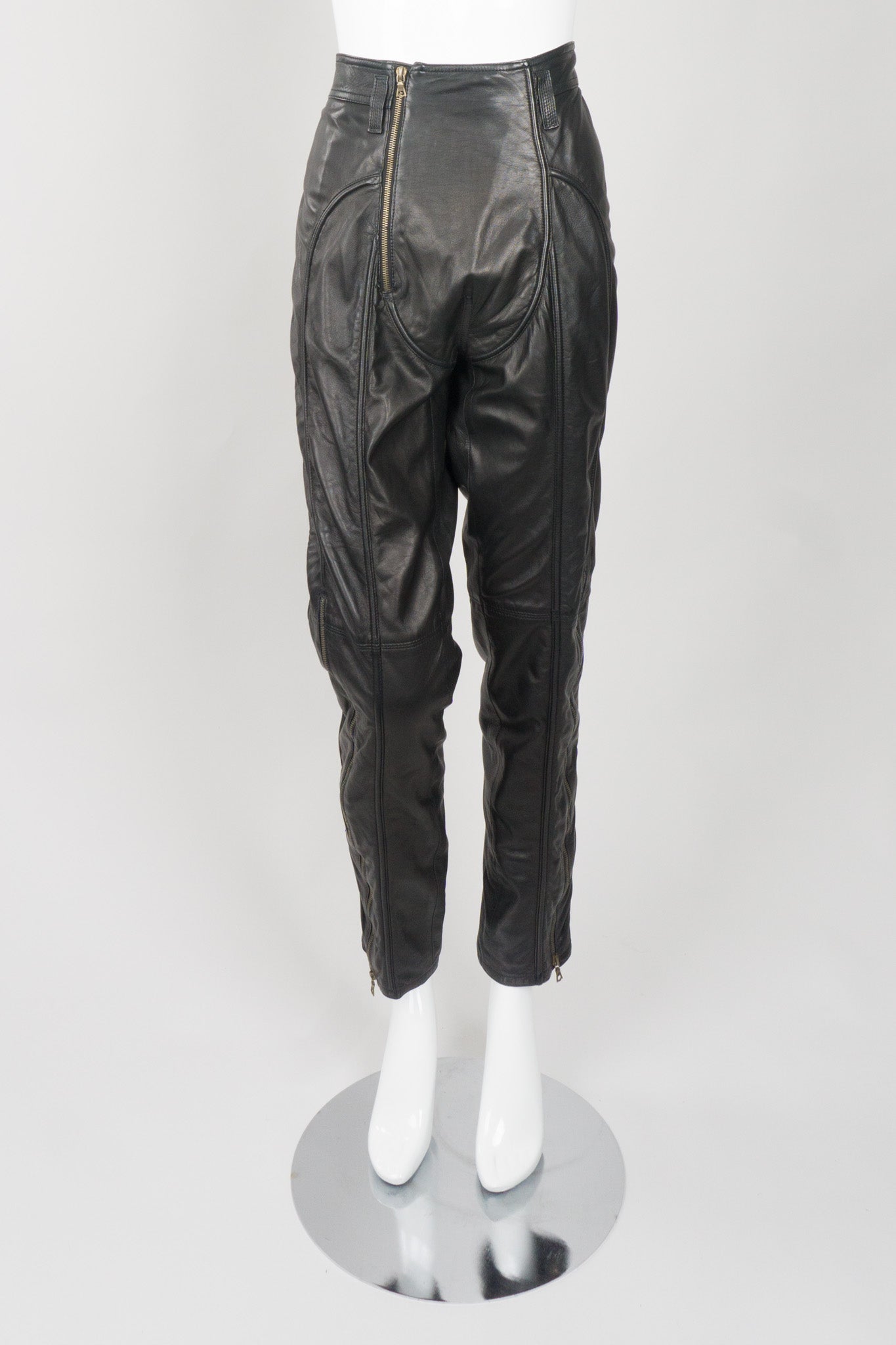 Gianni Versace Vintage Leather Moto Zipper Pant