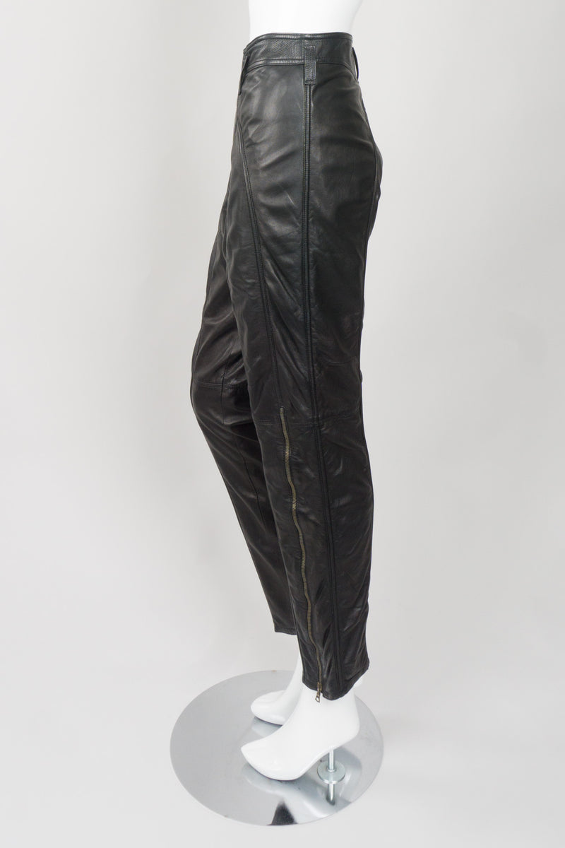 Gianni Versace Vintage Leather Moto Zipper Pant