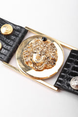 Recess Los Angeles Vintage Gianni Versace Mixed Metal Studded Leather Medusa Belt