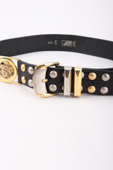 Recess Los Angeles Vintage Gianni Versace Mixed Metal Studded Leather Medusa Belt