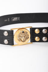 Recess Los Angeles Vintage Gianni Versace Mixed Metal Studded Leather Medusa Belt