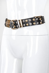 Recess Los Angeles Vintage Gianni Versace Mixed Metal Studded Leather Medusa Belt