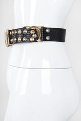 Recess Los Angeles Vintage Gianni Versace Mixed Metal Studded Leather Medusa Belt