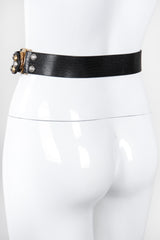 Recess Los Angeles Vintage Gianni Versace Mixed Metal Studded Leather Medusa Belt