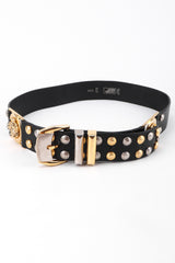 Recess Los Angeles Vintage Gianni Versace Mixed Metal Studded Leather Medusa Belt