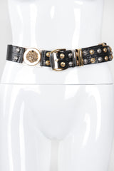 Recess Los Angeles Vintage Gianni Versace Mixed Metal Studded Leather Medusa Belt