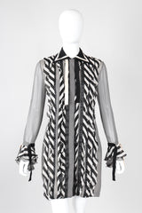 Chiffon Chevron Stripe Shirt Dress
