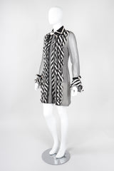 Recess Los Angeles Vintage Gianni Versace Silk Chiffon Chevron Stripe Shirt Dress