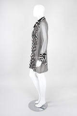 Recess Los Angeles Vintage Gianni Versace Silk Chiffon Chevron Stripe Shirt Dress