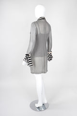 Recess Los Angeles Vintage Gianni Versace Silk Chiffon Chevron Stripe Shirt Dress