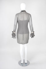 Recess Los Angeles Vintage Gianni Versace Silk Chiffon Chevron Stripe Shirt Dress