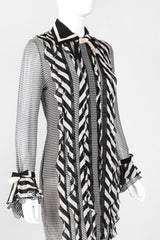 Recess Los Angeles Vintage Gianni Versace Silk Chiffon Chevron Stripe Shirt Dress