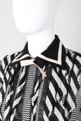 Recess Los Angeles Vintage Gianni Versace Silk Chiffon Chevron Stripe Shirt Dress