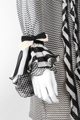 Recess Los Angeles Vintage Gianni Versace Silk Chiffon Chevron Stripe Shirt Dress