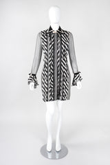 Recess Los Angeles Vintage Gianni Versace Silk Chiffon Chevron Stripe Shirt Dress