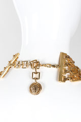 Recess Los Angeles Vintage Gianni Versace Gold Medusa Greek Key 4-Strand Choker Necklace