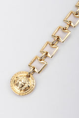 Recess Los Angeles Vintage Gianni Versace Gold Medusa Greek Key 4-Strand Choker Necklace