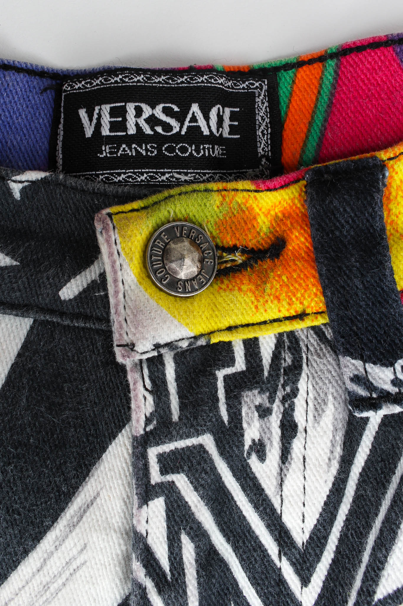 Vintage Versace Jeans Couture 1980s Manhattan New York Jean signed button @ Recess LA