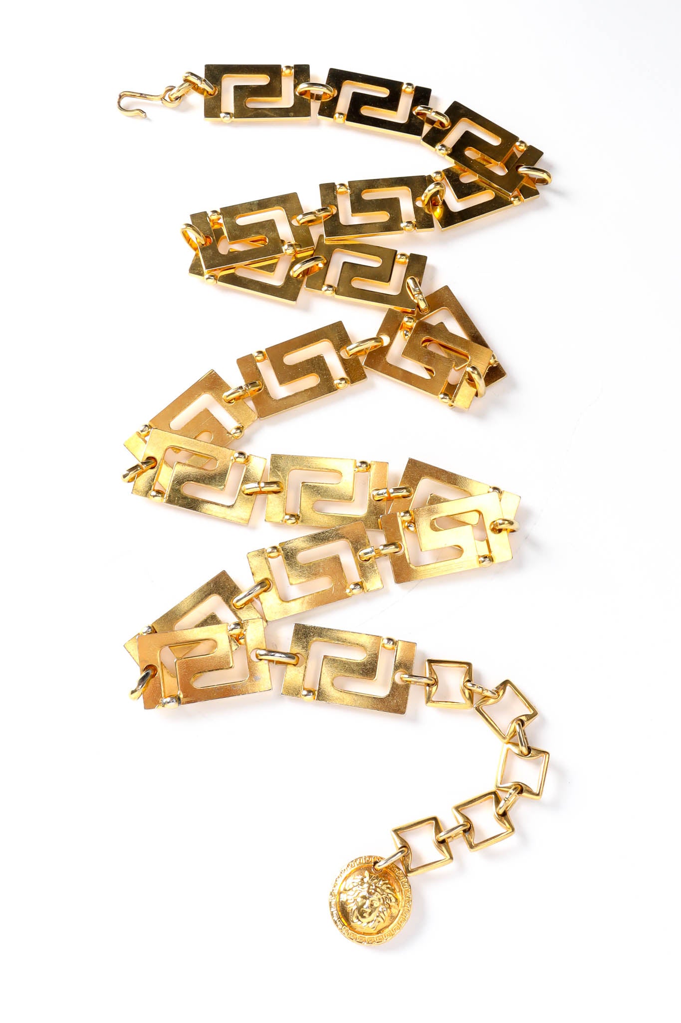 NEW VERSACE Medusa medallion buckle gold metal wide chain belt
