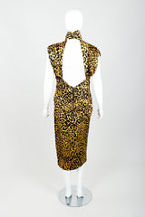 Vintage Vicky Tiel Satin Animal Print Choker Dress on Mannequin Back at Recess Los Angeles