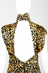 Vintage Vicky Tiel Satin Animal Print Choker Dress on Mannequin Back Opening at Recess Los Angeles