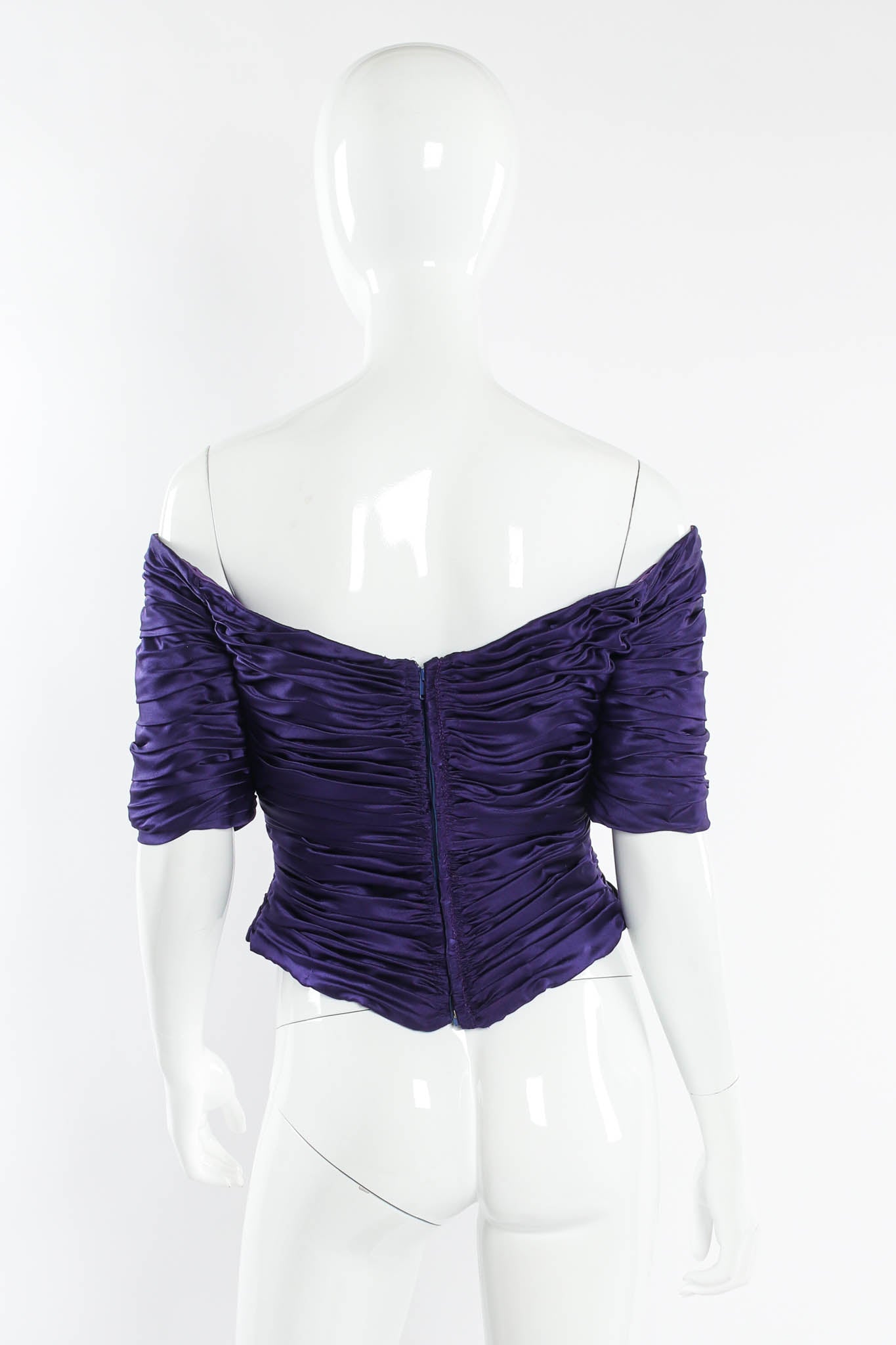 Vintage Vicky Tiel Silk Off-Shoulder Corset Top mannequin back @ Recess Los Angeles