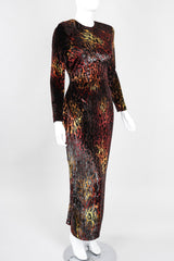 Recess Los Angeles Vintage Vicky Tiel Velvet Lamé Fire Leopard Dress