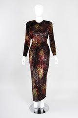 Recess Los Angeles Vintage Vicky Tiel Velvet Lamé Fire Leopard Dress