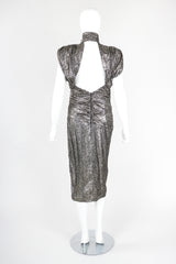 Recess Designer Consignment Vintage Vicky Tiel Metallic Gold Snake Lamé Choker Sweetheart Cutout Dress Los Angeles Resale
