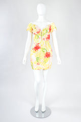 Recess Designer Consignment Vintage Vicky Tiel Floral Watercolor Off The Shoulder Corset Cocktail Dress